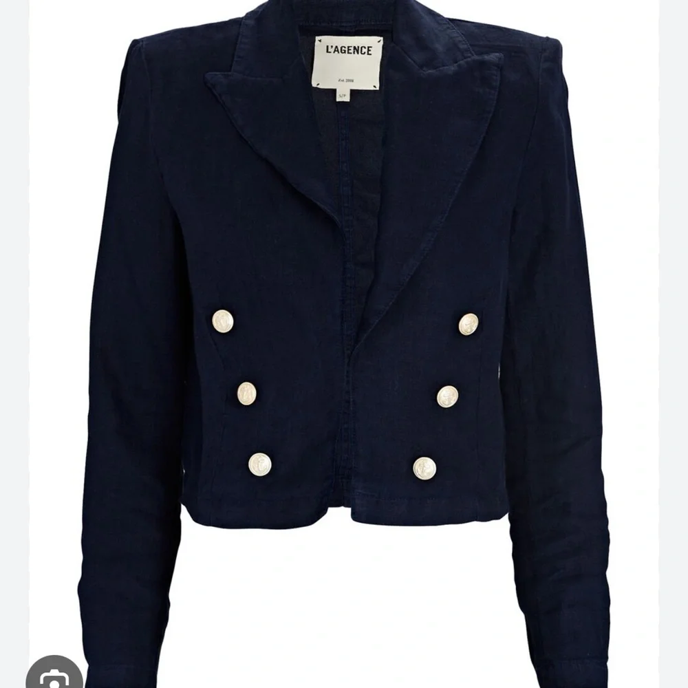 L'AGENCE Navy Blazer with Gold Buttons - Picture 2 of 5